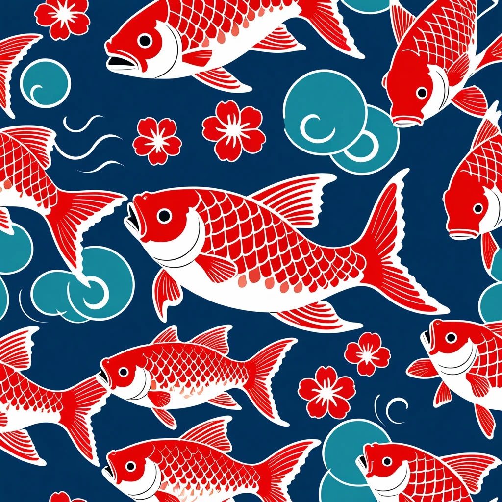 cute carp, illustration, vector graphics, strong contours