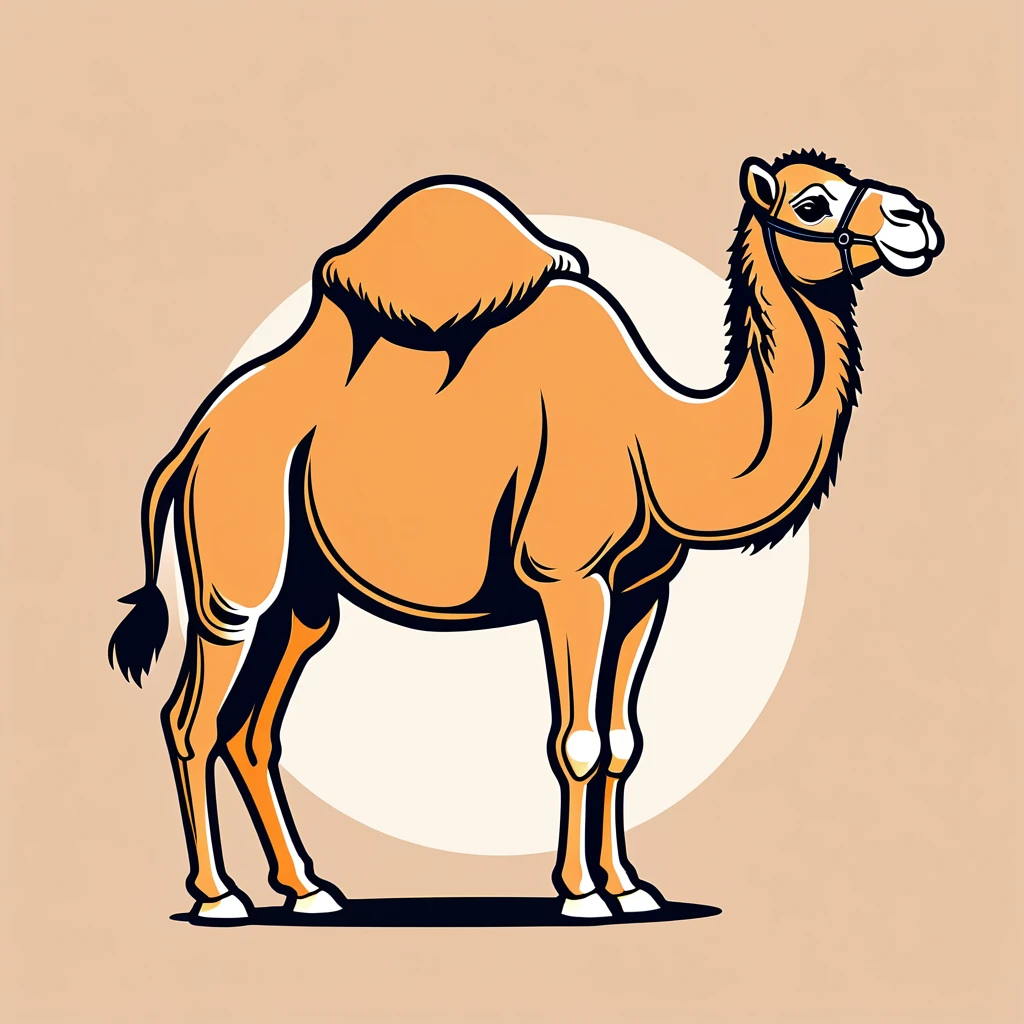 cute camel, illustration, vector graphics, strong contours
