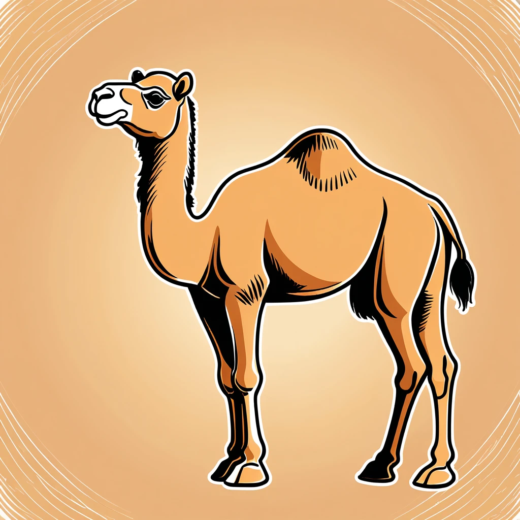 cute camel, illustration, vector graphics, strong contours