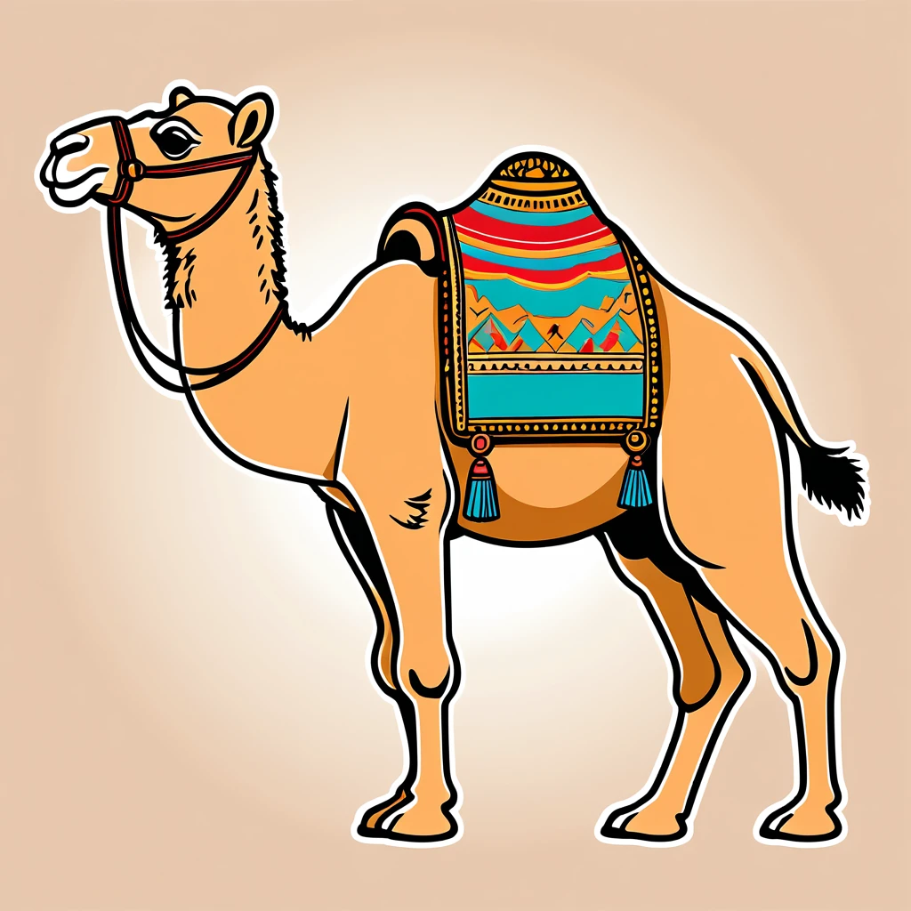 cute camel, illustration, vector graphics, strong contours