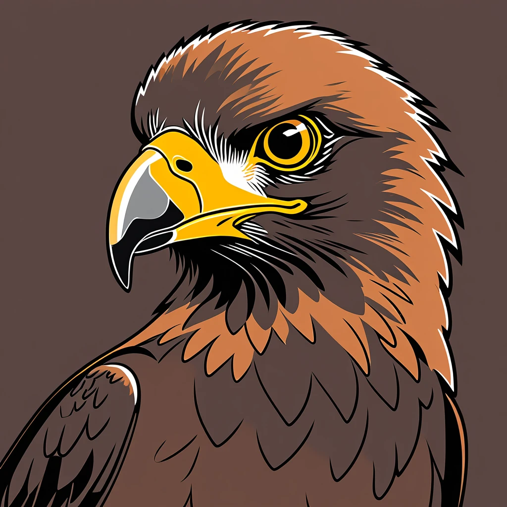 cute buzzard, illustration, vector graphics, strong contours
