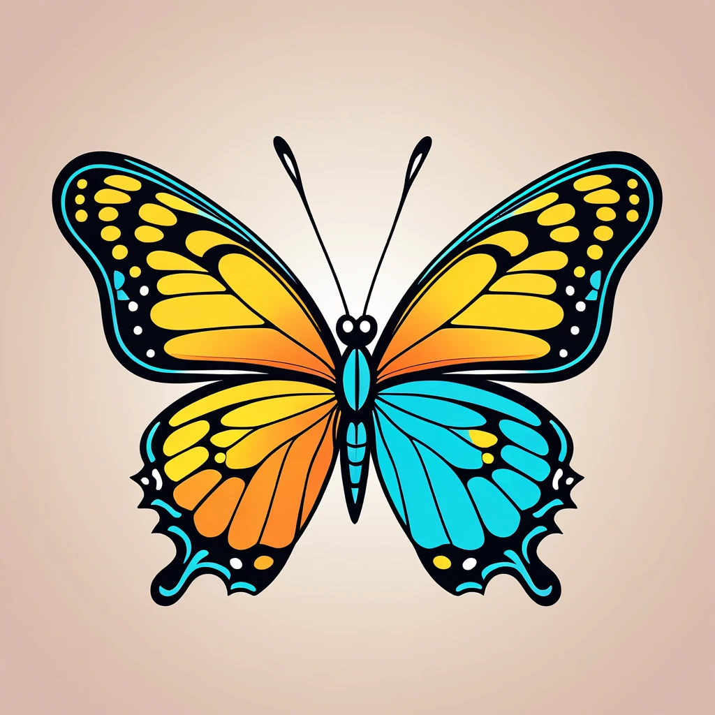 cute butterfly, illustration, vector graphics, strong contours