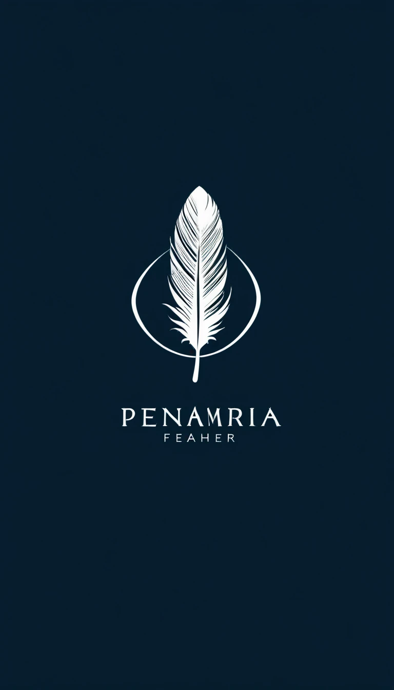 Create a minimal, modern, simple, inspirational, memorable, dream like logo design of a boy and a feather for the brand “Penamemoria".