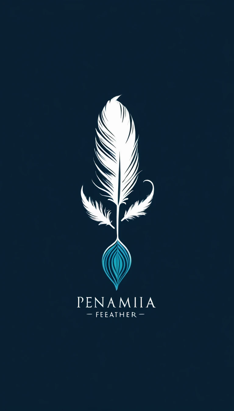 Create a minimal, modern, simple, inspirational, memorable, dream like logo design of a boy and a feather for the brand “Penamemoria".