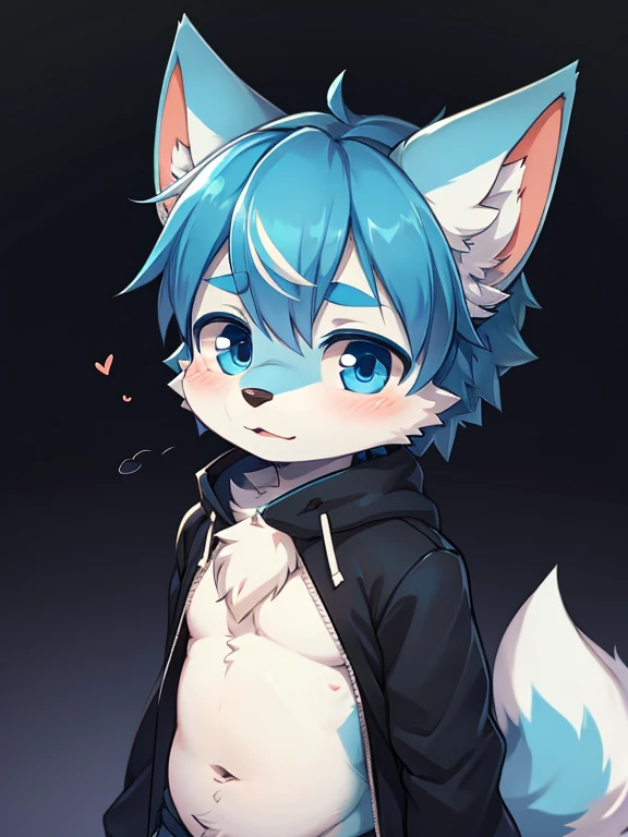 masterpiece, solo, 1boy, Furry, kemono, furry wolf, anthropomorphic, male, green eyes, (blue fur, blue skin), femboy, sexy clothes, sci-fi clothes, strip club, uploaded on e621,