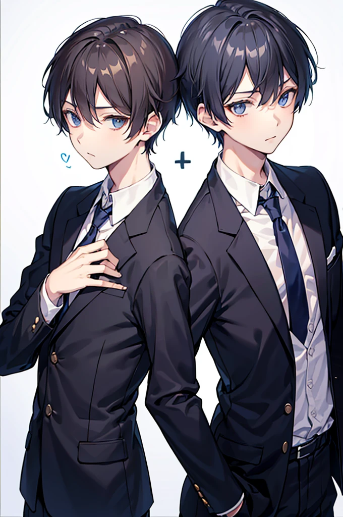 Upper Body、Two boys(A slender and cute boy and a handsome boy)、Blazer uniform、tie