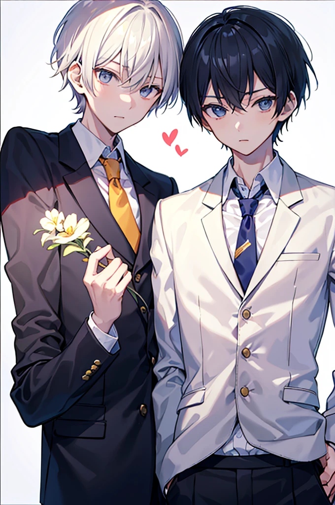 Upper Body、Two boys(A slender and cute boy and a handsome boy)、Blazer uniform、tie