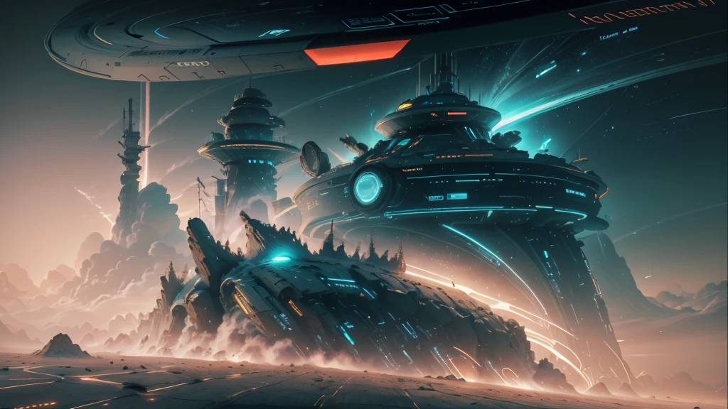 Generate a conceptual image of a sci-fi route map that showcases GPS navigation and positioning with added technological elements. The design should include professional and futuristic elements such as digital grids, glowing lines, and high-tech icons. The overall style should be sleek and sophisticated, emphasizing precision and innovation in navigation and positioning technology.