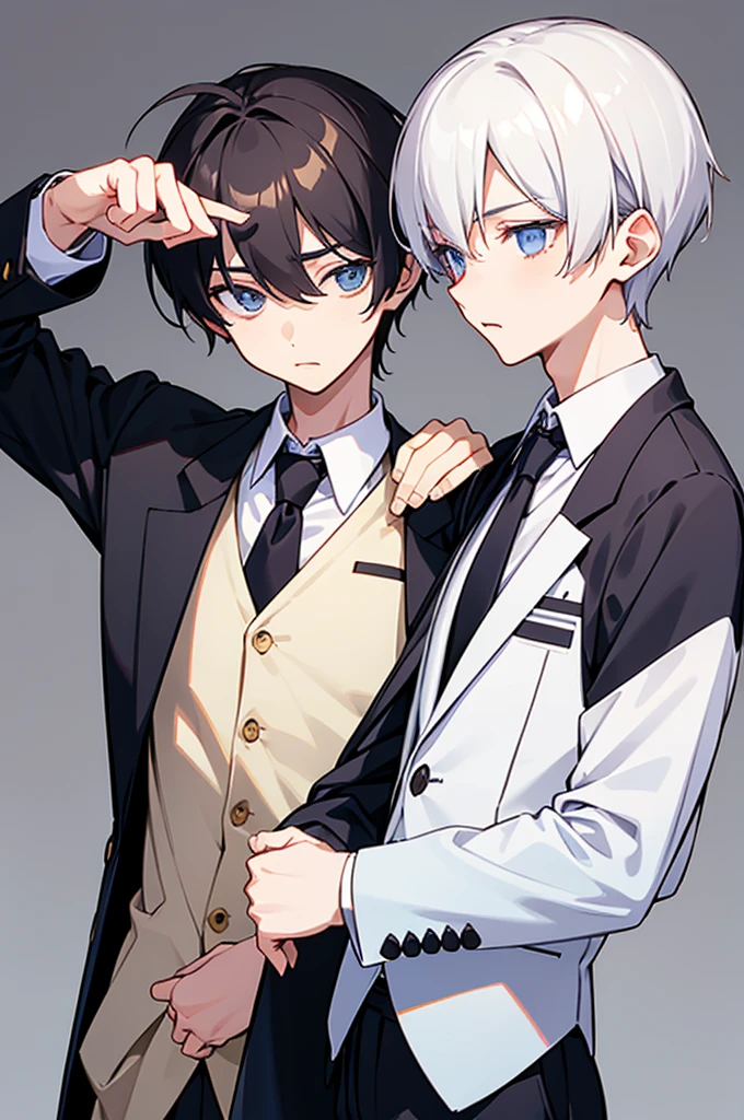 Upper Body、Two boys(A slender and cute boy and a handsome boy)、Blazer uniform、tie