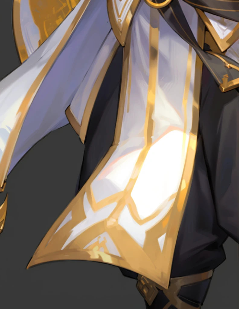 boy、Long white hair、Full details,White clothes,Metal decoration,Gold luster,belt