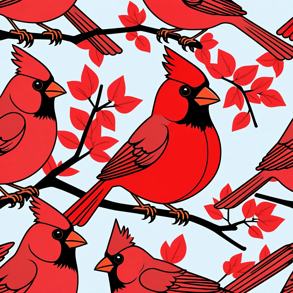 cute cardinal, illustration, vector graphics, strong contours