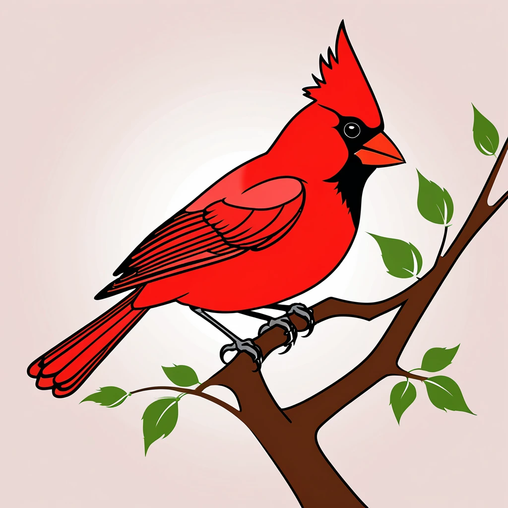 cute cardinal, illustration, vector graphics, strong contours