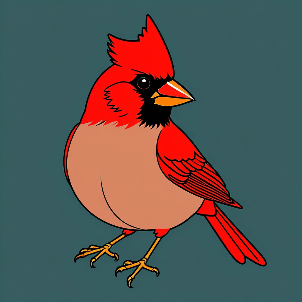 cute cardinal, illustration, vector graphics, strong contours
