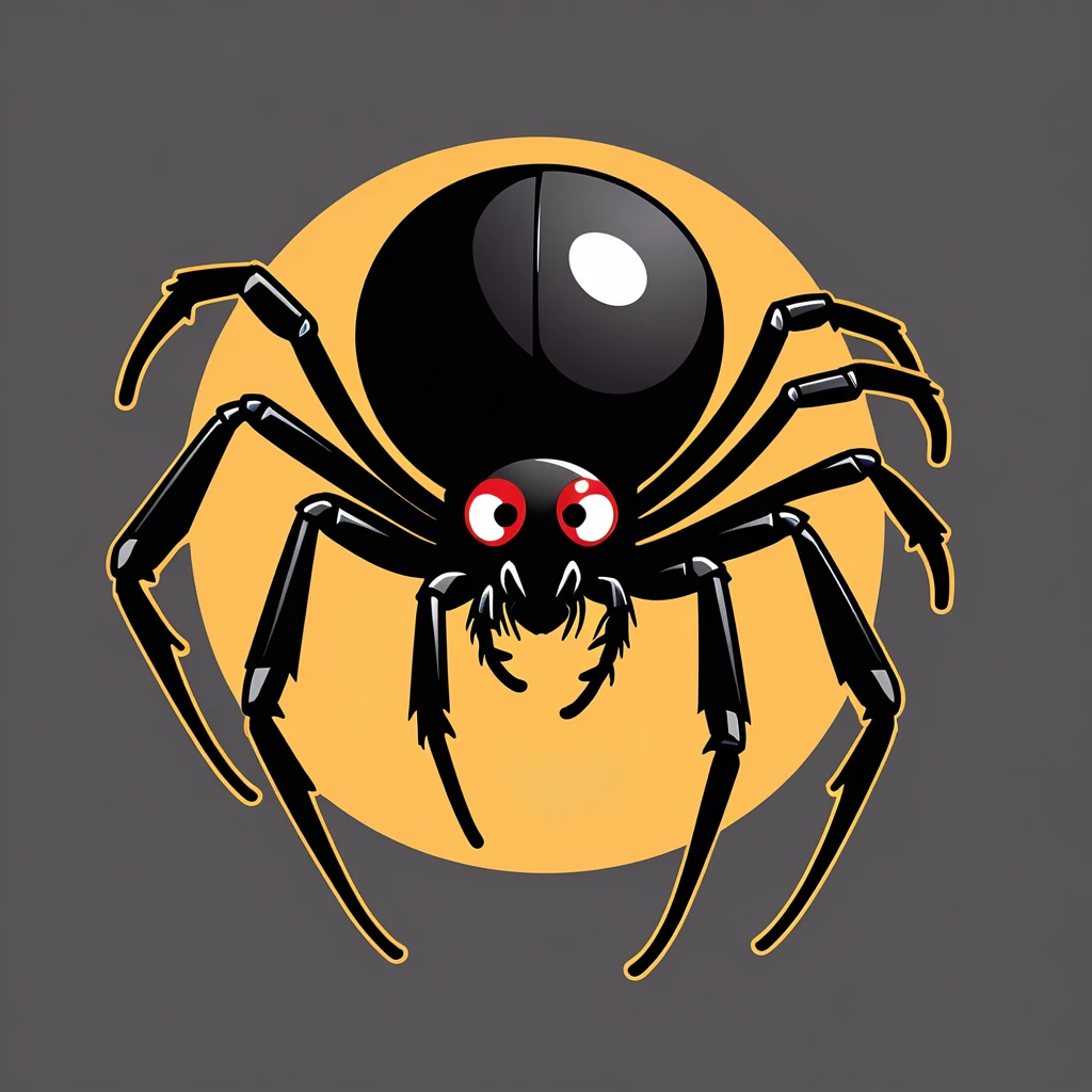 cute black widow spider, illustration, vector graphics, strong contours
