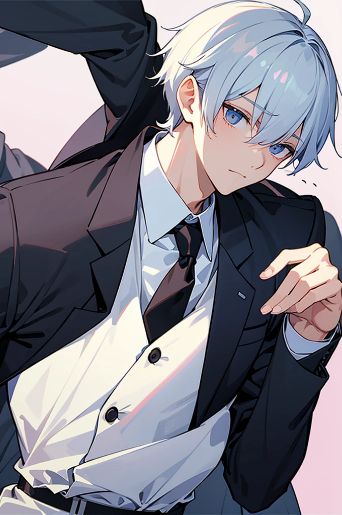 Upper Body、Two boys(A slender and cute boy and a handsome boy)、Blazer uniform、tie