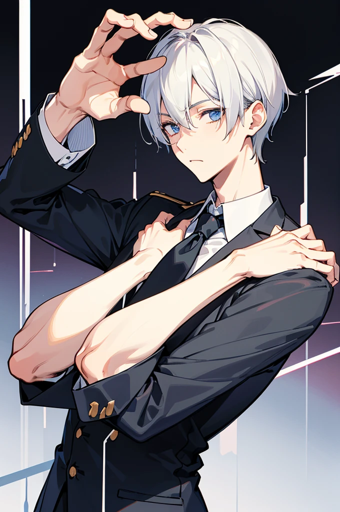 Upper Body、Two boys(A slender and cute boy and a handsome boy)、Blazer uniform、tie