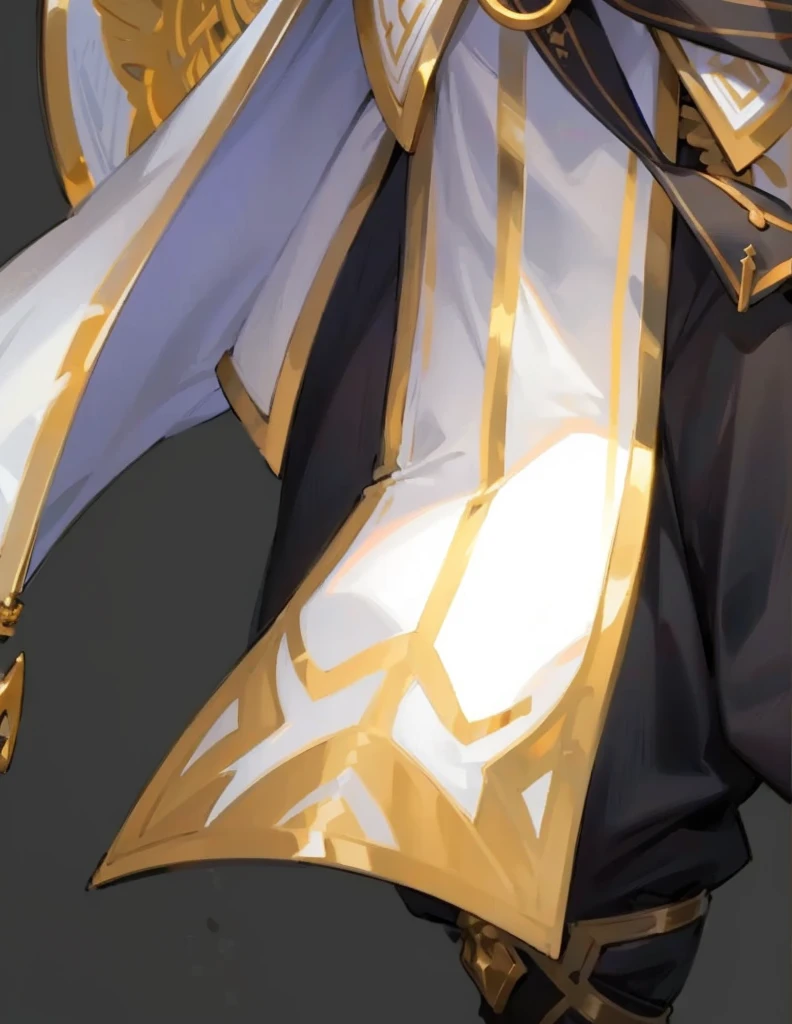boy、Long white hair、Full details,White clothes,Metal decoration,Gold luster,belt