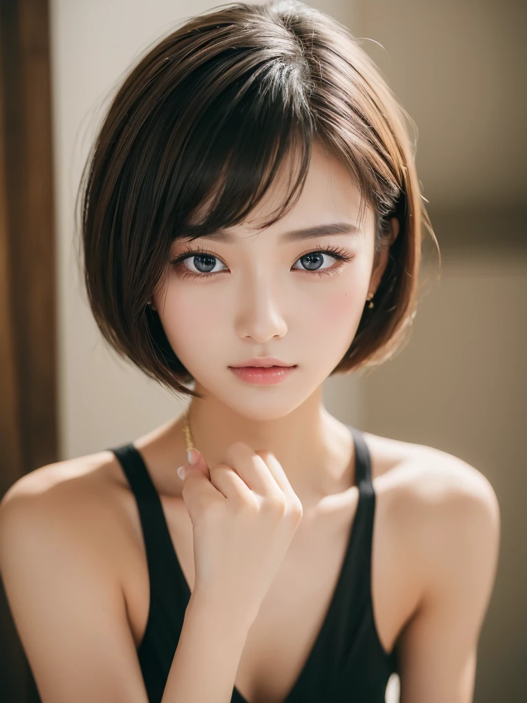 ((Highest quality, 8k, masterpiece:1.3)), concentrate: 1.2, Perfect Body Beauty: 1.4, Hip: 1.2, ((Bob Hair, chest: 1.2)),(Embarrassed face 1.3),(Sexy Underwear: 1.1),Highly detailed face and skin texture, Delicate eyes, double eyelid, White skin