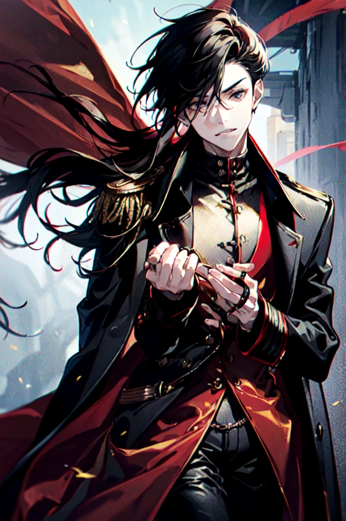 Blackn clothes，Red and black scarf，white backgrounid，(Masterpiece, Best quality: 1.2), Solo, Red eyeale focus, Essence strong, 1boy, Smile, looking at viewert, Black T-shirt，{An extremely handsome boy}, 8K wallpaper, {{{Masterpiece}}}，Exquisite facial features，(((best qualityer))), ((Ultra-detailed)), ((illustration))，Male focus, Looking up,No Pupil,((Empty eyes)),Drooling,with her mouth open,Glowing eyes,(Expressionless),with her mouth open, ((Dark_Persona:1)), ((Heroes)), ((Masks)), clenched_teeth,，((),((Wet)), ()，licking foot， Skinny, full body shot shot，malefocus，(((short detailed hair:1.4))),((solo person)),((Male))，((Mind controlled)), Skinny，(((Mind_control:1.3))),the original god，of a shirtless