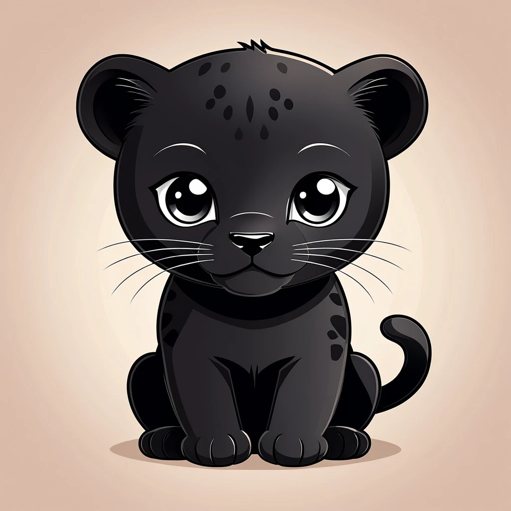 cute black panther, illustration, vector graphics, strong contours