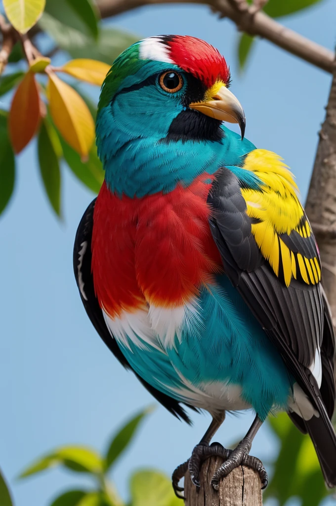 Bird multicolour, small eyes, unic body measurment