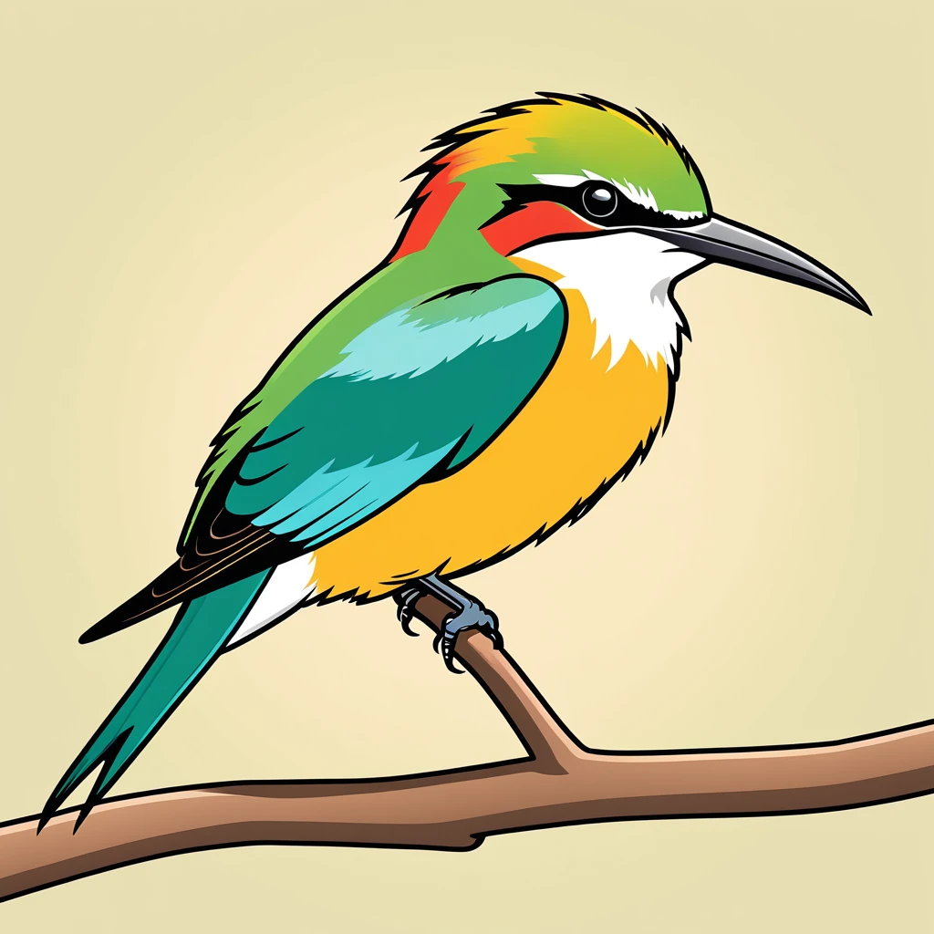 cute bee-eater, illustration, vector graphics, strong contours
