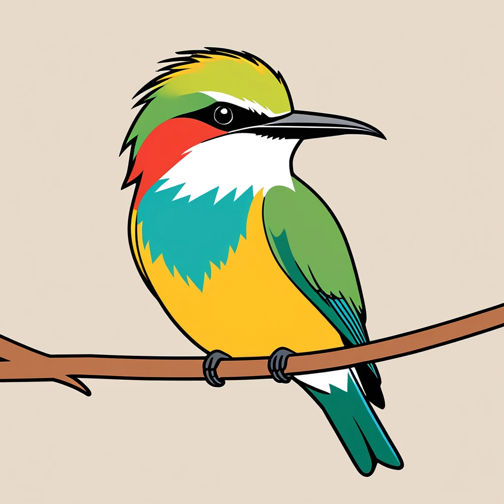 cute bee-eater, illustration, vector graphics, strong contours