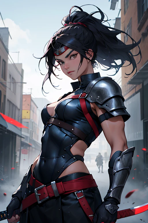 Create an image of a warrior woman with a sword