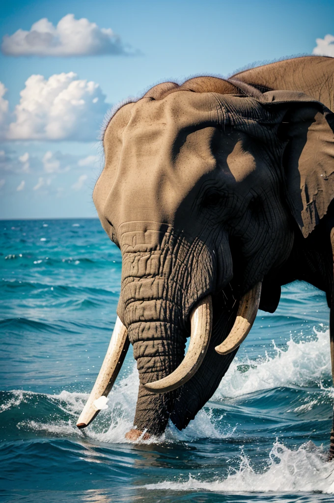 Elephant in ocean