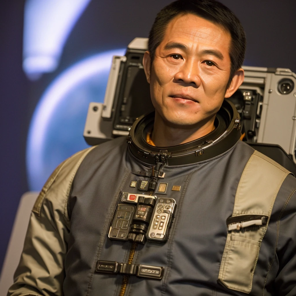 (masterpiece, best quality), jet li  as astronaut, wearing astronaut suit, 1 man, epic (photo, studio lighting, hard light, sony a7, 50 mm, matte skin, pores, colors, hyperdetailed, hyperrealistic), ultrasharp,  