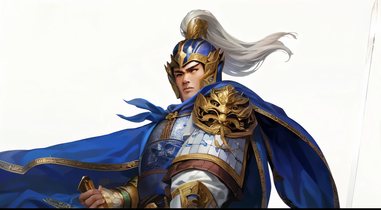 close up:In costume、Man with a sword, zhao yun, inspired author:Yang Jieyin, Inspired by Huang Shen, Inspired by Li Cheng, inspired by Fan Kuan, Inspired by Hu Zaobin, Inspired by Li Kan, Inspired by Dugin, Inspired by Wu Bin, author:Yang Jie, inspired by Huang Ding
