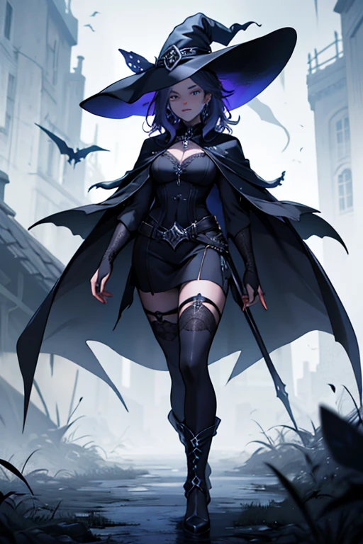 Create an image of a dark witch woman