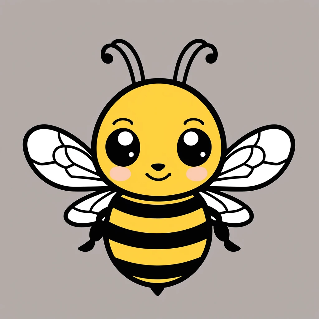cute bee, illustration, vector graphics, strong contours