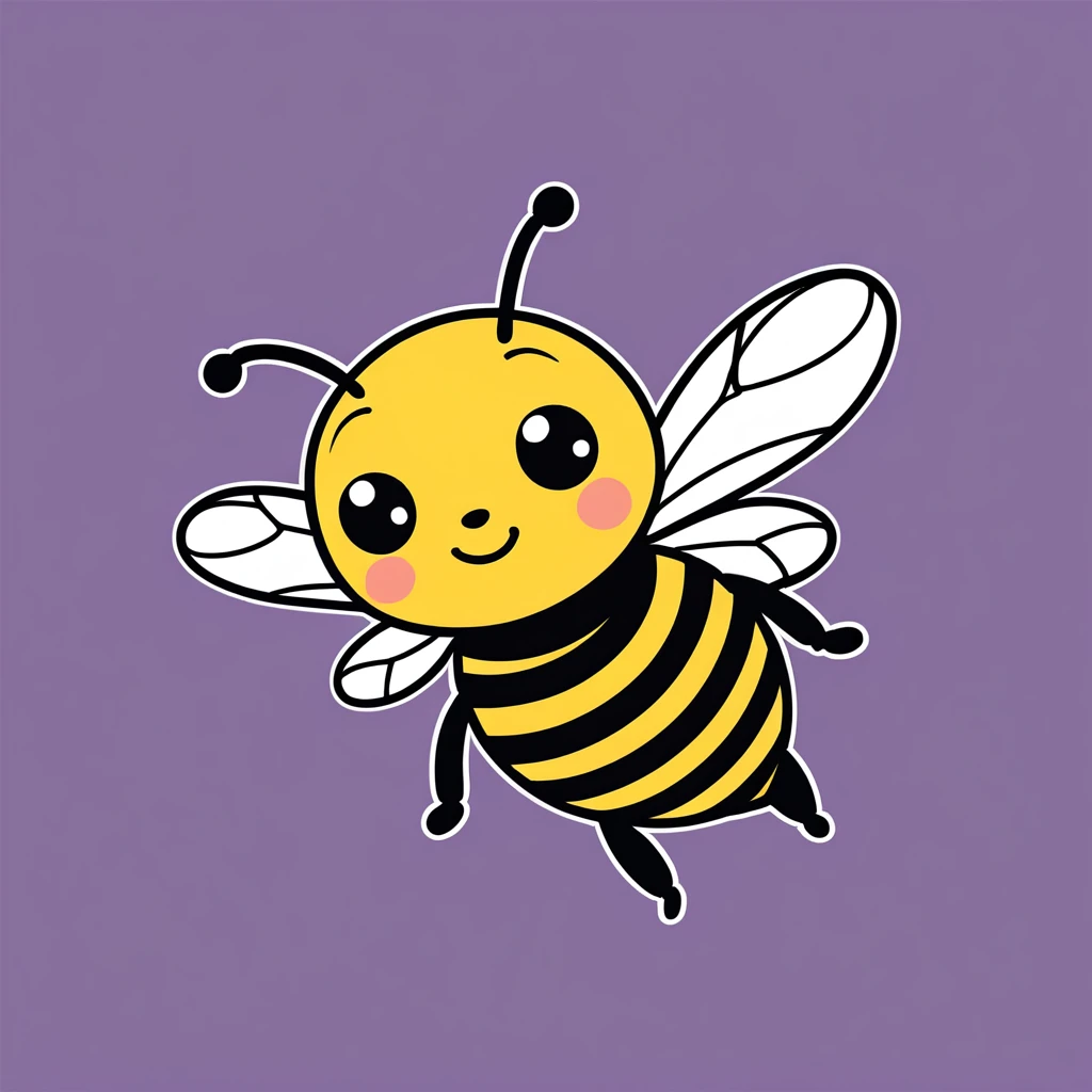 cute bee, illustration, vector graphics, strong contours
