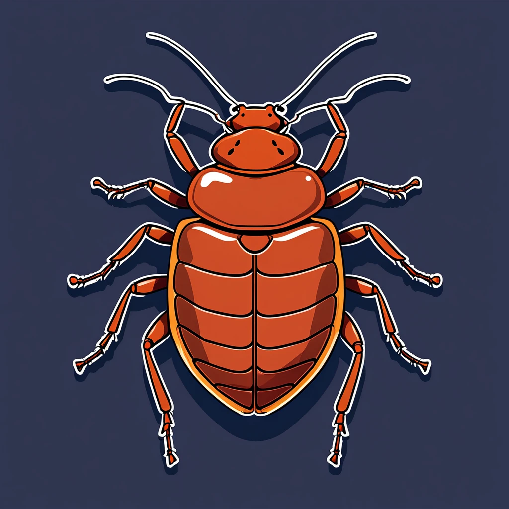 cute bedbug, illustration, vector graphics, strong contours
