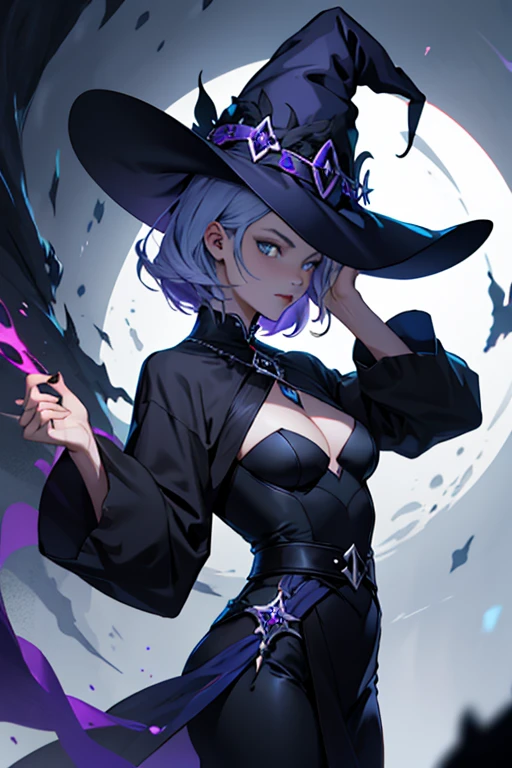 A black and white image of a dressed as a witch., fashionable Dark witch, witch clothes, Dark witch character, astral witch clothes, witch clothes, From the Black Wizard Cemetery!!!, Dark witch, mechanized witch boy, witch boy, ( ( ( black witch hat ) ) ) ), dark demonic dancer, anime boy gothic maid, black fur wizard, femboy