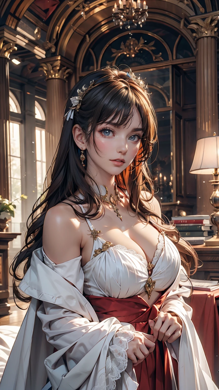 ((最high quality, 8K, masterpiece: 1.3, Ultra HD, high quality, 最high quality, High resolution, realism)) 、Marie Antoinette、Inside the Palace of Versailles in France、Enjoy tea time in a luxurious room