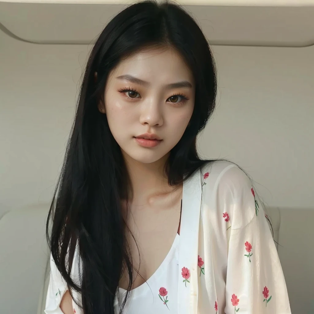 Close-up of a woman with long black hair in a car, beautiful south korean woman, cruel korean goth girl Jennie from blackpink, korean girl, gorgeous young korean woman, ulzzang, beautiful young korean woman, beautiful asian girl, korean woman, Xision Wu,Jennie from blackpink asian guy, dilraba dilmurat, 18 years, Perfect face ), Korean face features