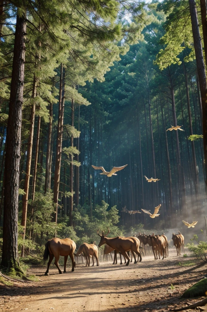 The forest exploded, sending wild animals flying.