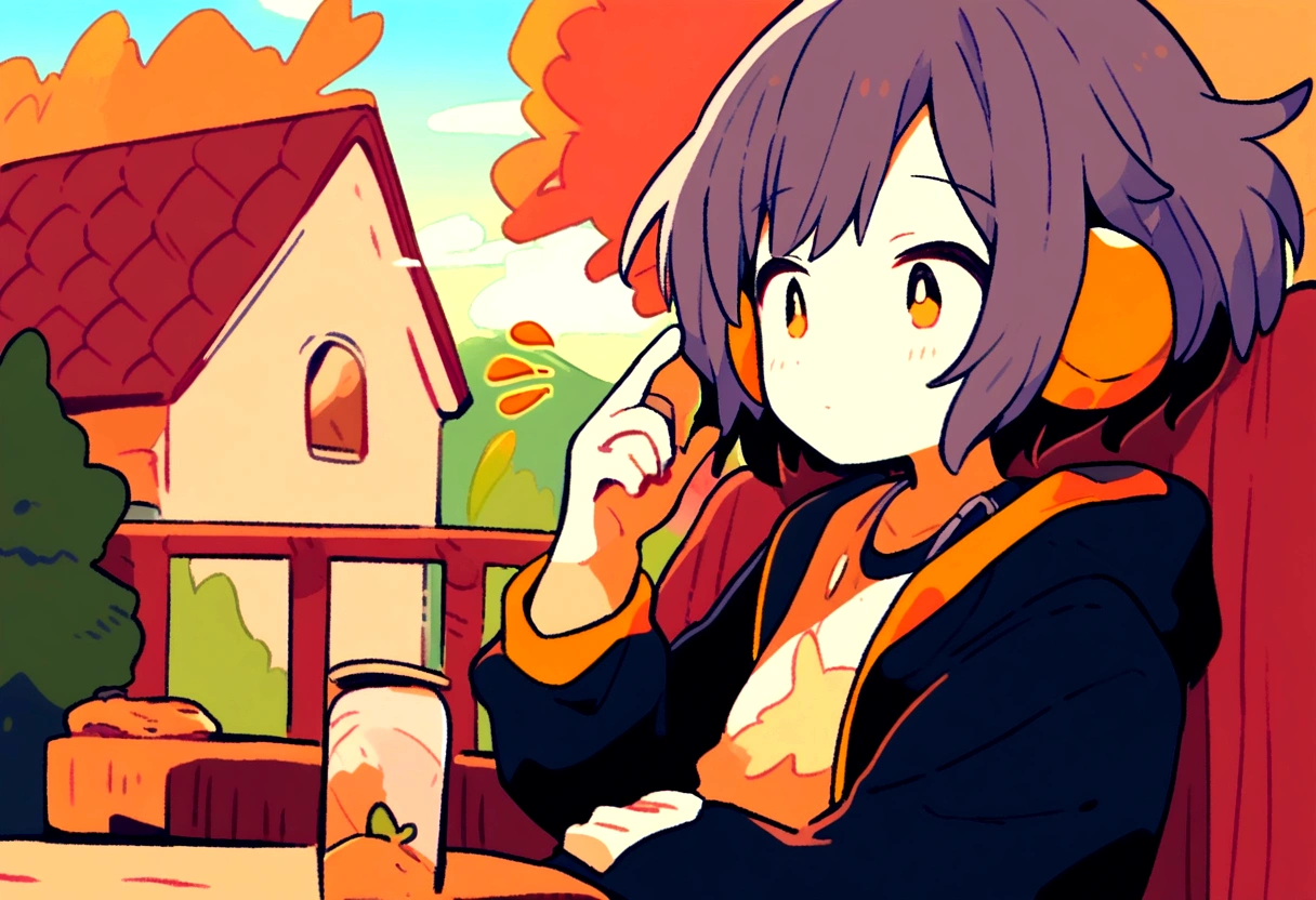Girl listening to music, cgsociety 9, Chill Hop, Alena Aenami and Artgerm, Makoto Shinkai and Artgelm, The Lo-Fi Girl Aesthetic, Anime Scenery, makoto shinkai and (Cain Kuga), Lo-fi aesthetic, Anime scenery, Anime Nature, roof backgrond, Anime Wallpaper