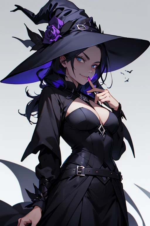 smile, no teeth, beautiful detailed eyes, purple eyes, glowing eyes