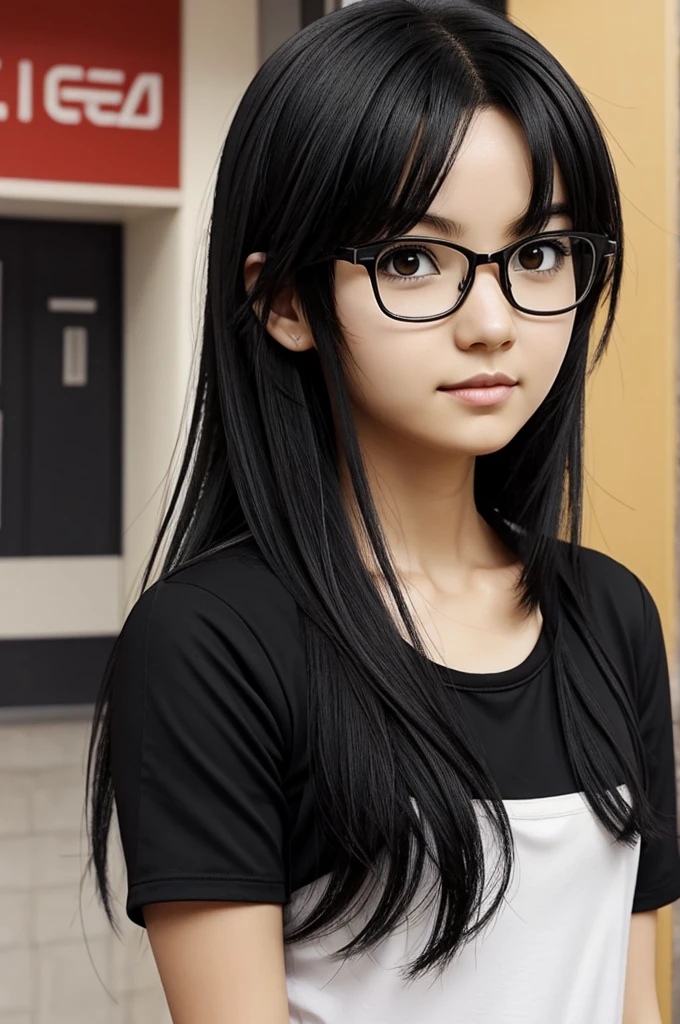 girl with black, short, slightly wavy hair and glasses anime haikyuu artstyle