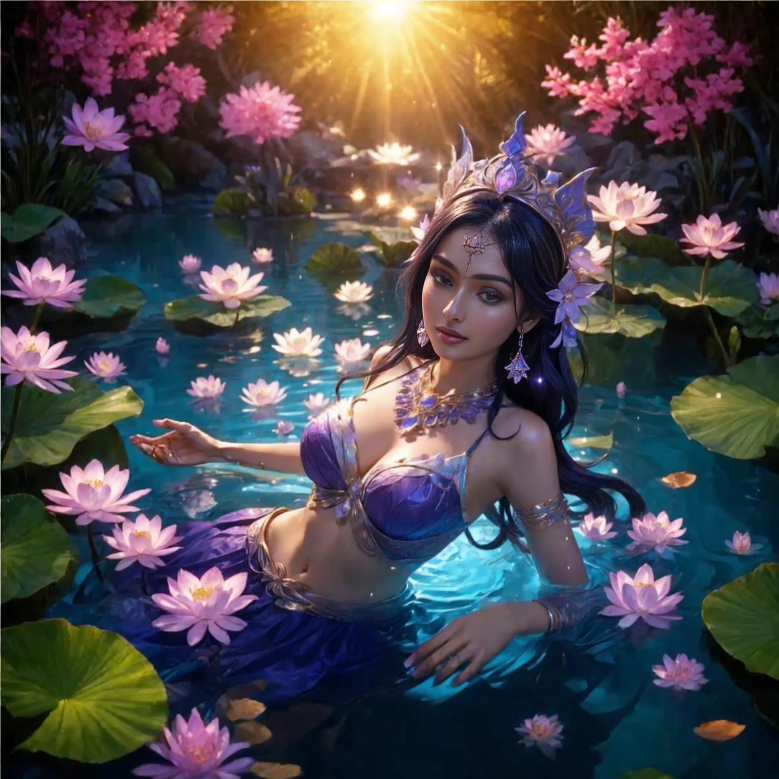 beautiful woman Indian Supermodel Mother India Indian super model, realistic and exquisite , Fine gold jewelry set