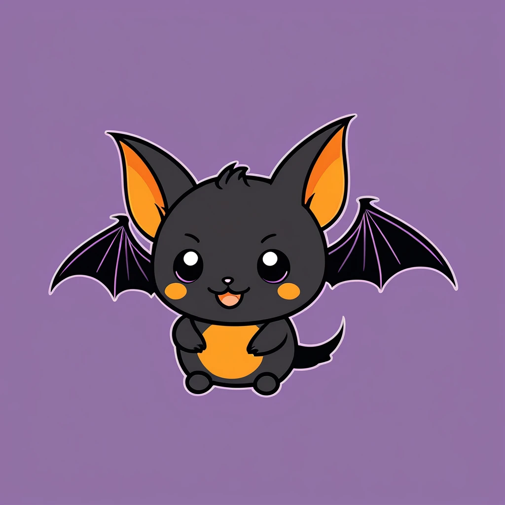 cute bat, illustration, vector graphics, strong contours