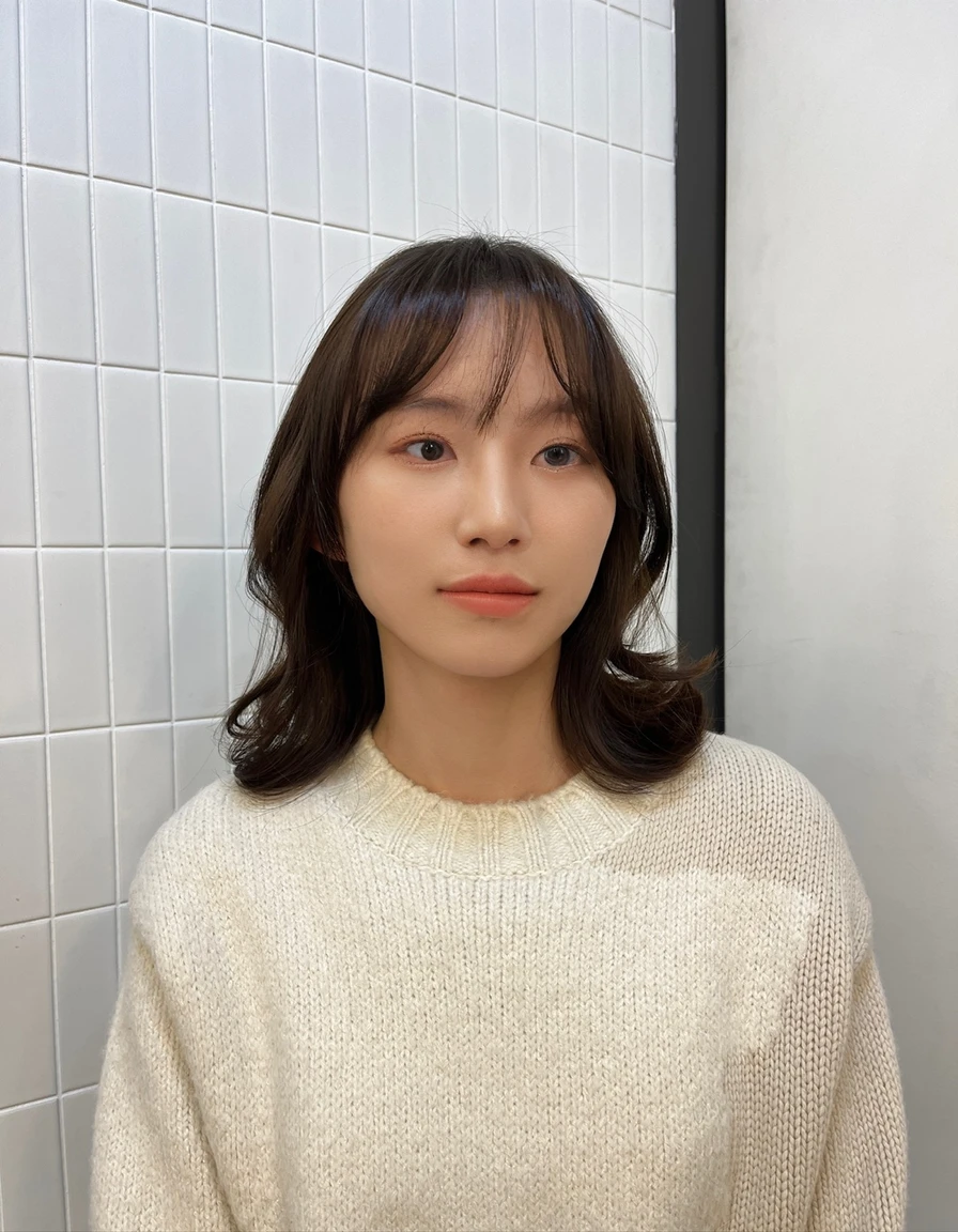 Best Quality, 8k, Masterpiece, (Portrait: 1.3), (photo realistic:1.4), (hyper realistic:1.4), Sharp Focus, looking at viewer, (smoother lighting:1.1), (increase cinematic lighting quality:0.9), realistic lighting, backlighting, light on face, ray trace, (brightening light:1.2), (Increase quality:1.4), sharp detail, (best quality real texture skin:1.4), finely detailed eyes, black_eyes, finely detailed face, 25 year old Korean woman