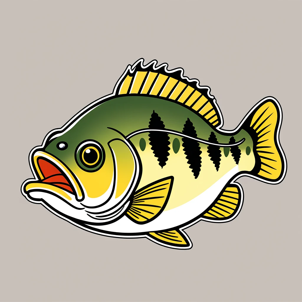 cute bass, illustration, vector graphics, strong contours
