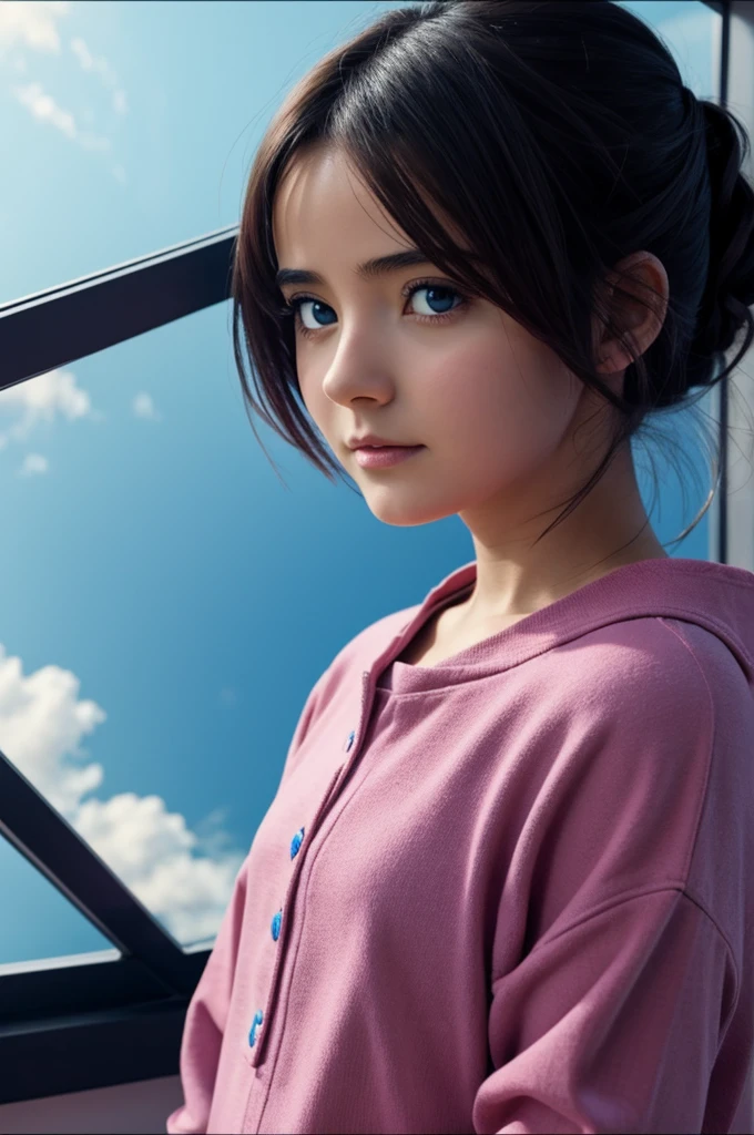 Une nebula avec ecris yapi en haut,une fille anime qui regarde du côté droit