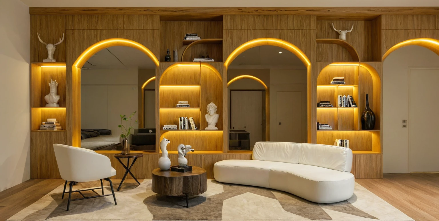 Raw photo, Masterpiece, high quality, best quality, authentic, super detail, interior, indoors, style modern, minimalist line, wooden, oak wood, LED light, white paint wall, LIVING ROOM, PEN HOUSE, bedroom, wooden window, japan style, wasabi style, Jen style, steel stair, glass railing, paint wall decor, bookshelf, livingroom,