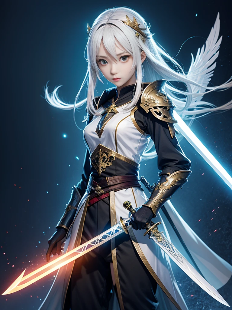 Generate an anime fantasy style sword, a holy sword, unique design, glowing hilt
