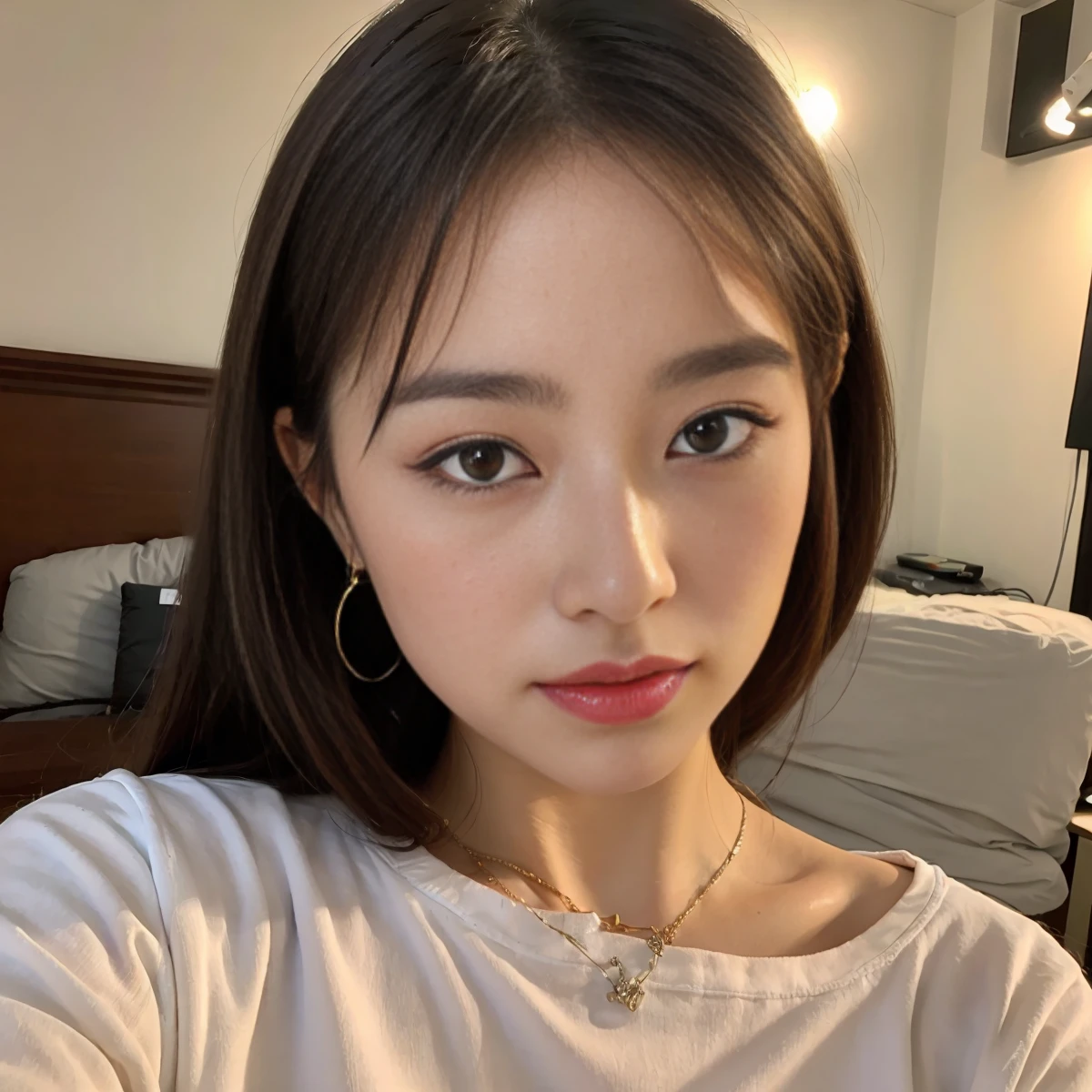 (((1 female))),masterpiece, Highest quality, Very detailed、1 female, show panties to camera,pretty girl、In the bedroom、25 year old beauty、Japanese Idols、